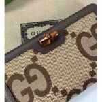 Gucci Unisex Diana Jumbo GG Wallet Camel Ebony Canvas Brown Leather - immagine 5