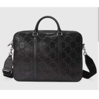 Gucci Unisex GG Embossed Briefcase Bag Black GG Embossed Leather (1)