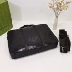 Gucci Unisex GG Embossed Briefcase Bag Black GG Embossed Leather - Bild 5