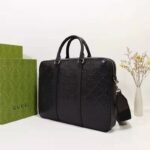 Gucci Unisex GG Embossed Briefcase Bag Black GG Embossed Leather - Bild 3