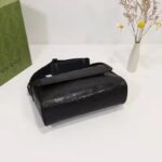 Gucci Unisex GG Embossed Messenger Bag Black GG Embossed Leather – Image 5