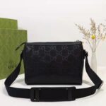 Gucci Unisex GG Embossed Messenger Bag Black GG Embossed Leather – Image 4