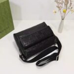 Gucci Unisex GG Embossed Messenger Bag Black GG Embossed Leather – Image 6