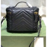 Gucci Unisex GG Marmont Cosmetic Case Black Matelassé Chevron Leather Double G (1)
