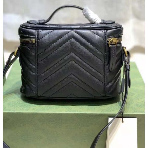 Gucci Unisex GG Marmont Cosmetic Case Black Matelassé Chevron Leather Double G (3)