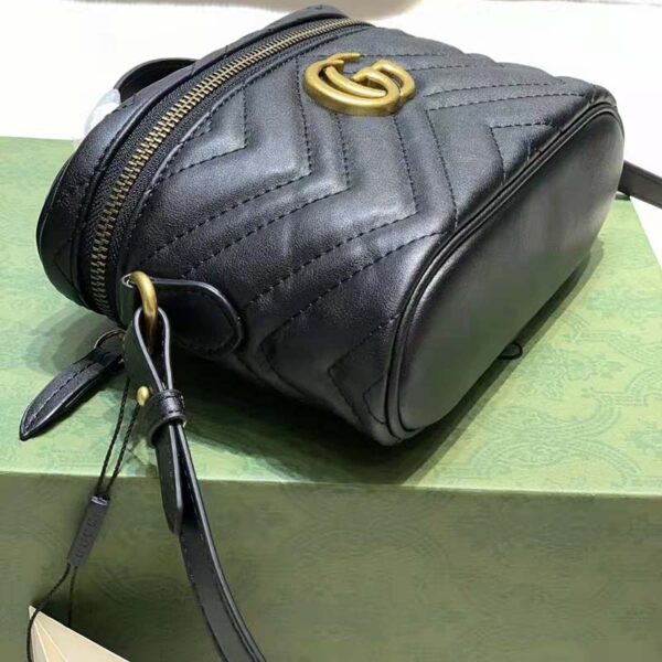 Gucci Unisex GG Marmont Cosmetic Case Black Matelassé Chevron Leather Double G (8)