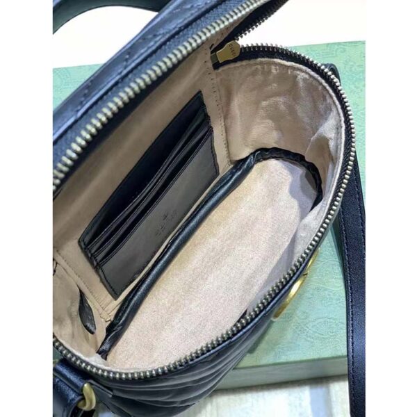 Gucci Unisex GG Marmont Cosmetic Case Black Matelassé Chevron Leather Double G (9)