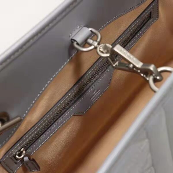 Gucci Unisex GG Marmont Medium Tote Bag Grey Matelassé Leather Double G (7)