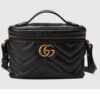 Gucci Unisex GG Marmont Mini Bag Black Chevron Matelassé Leather Double G
