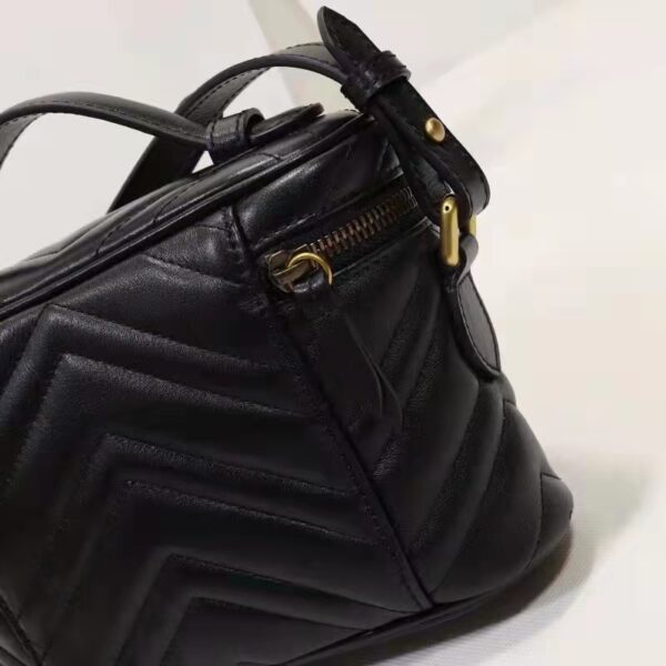 Gucci Unisex GG Marmont Mini Bag Black Chevron Matelassé Leather Double G (2)