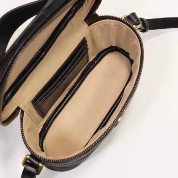 Gucci Unisex GG Marmont Mini Bag Black Chevron Matelassé Leather Double G (5)