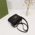 Gucci Unisex GG Marmont Mini Bag Black Chevron Matelassé Leather Double G - Image 5