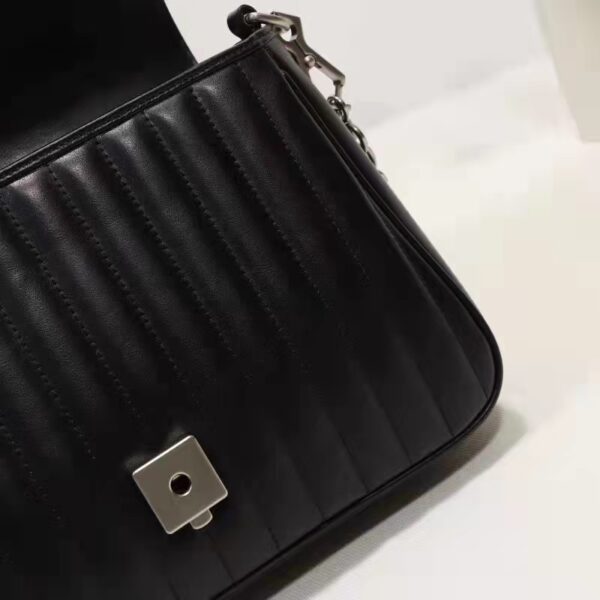 Gucci Unisex GG Marmont Small Top Handle Bag Black Matelassé Leather Double G (2)