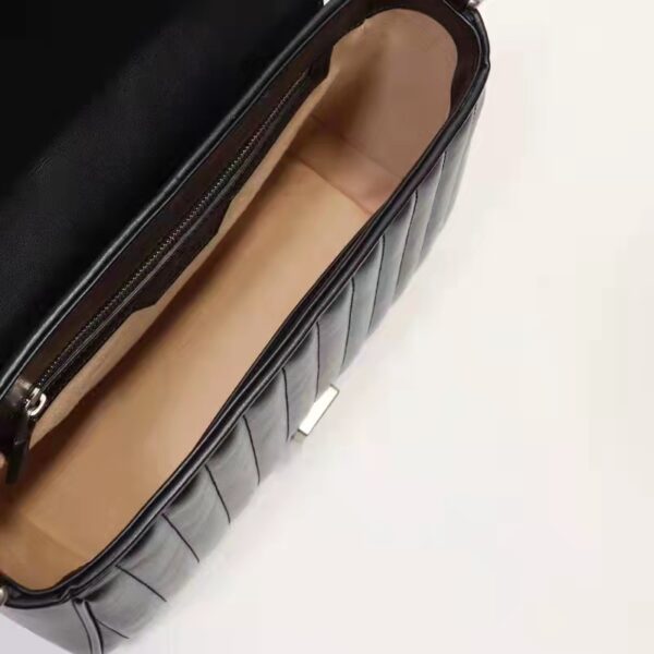 Gucci Unisex GG Marmont Small Top Handle Bag Black Matelassé Leather Double G (3)