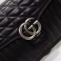 Gucci Unisex GG Marmont Small Top Handle Bag Black Matelassé Leather Double G (1)