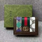 Gucci Unisex GG Ophidia Card Case Wallet Brown Leather Beige Ebony Supreme Canvas - immagine 2