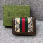 Gucci Unisex GG Ophidia Card Case Wallet Brown Leather Beige Ebony Supreme Canvas - immagine 4