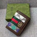 Gucci Unisex GG Ophidia Card Case Wallet Brown Leather Beige Ebony Supreme Canvas - immagine 7