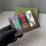 Gucci Unisex GG Ophidia Card Case Wallet Brown Leather Beige Ebony Supreme Canvas - immagine 8