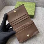 Gucci Unisex GG Ophidia Card Case Wallet Brown Leather Beige Ebony Supreme Canvas - immagine 9