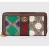 Gucci Unisex GG Ophidia Zip Around Wallet Beige Ebony GG Supreme Canvas