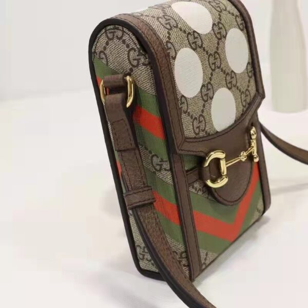 Gucci Unisex Gucci Horsebit 1955 Mini Bag Beige Ebony GG Supreme Canvas (4)