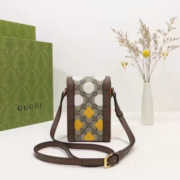 Gucci Unisex Gucci Horsebit 1955 Mini Bag Beige Ebony GG Supreme Canvas (5)