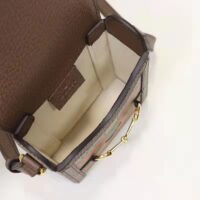 Gucci Unisex Gucci Horsebit 1955 Mini Bag Beige Ebony GG Supreme Canvas (9)