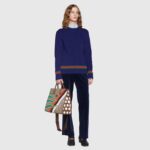 Gucci Unisex Medium Tote Geometric Print Beige Ebony GG Supreme Canvas - immagine 11