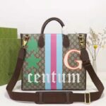 Gucci Unisex Medium Tote Geometric Print Beige Ebony GG Supreme Canvas - immagine 4
