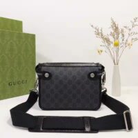 Gucci Unisex Messenger Bag with Interlocking G Black GG Supreme Canvas (1)