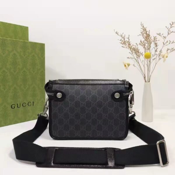 Gucci Unisex Messenger Bag with Interlocking G Black GG Supreme Canvas (4)