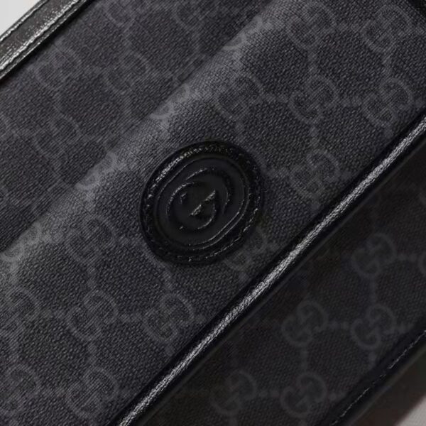 Gucci Unisex Messenger Bag with Interlocking G Black GG Supreme Canvas (5)
