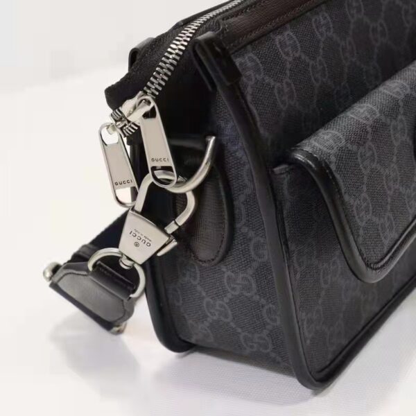 Gucci Unisex Messenger Bag with Interlocking G Black GG Supreme Canvas (6)