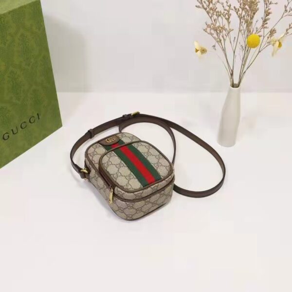 Gucci Unisex Ophidia Mini Bag Beige Ebony GG Supreme Canvas Double G (1)
