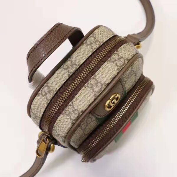 Gucci Unisex Ophidia Mini Bag Beige Ebony GG Supreme Canvas Double G (10)