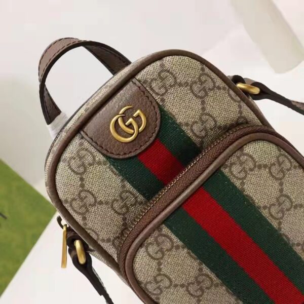 Gucci Unisex Ophidia Mini Bag Beige Ebony GG Supreme Canvas Double G (11)
