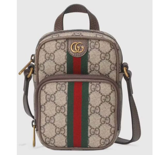 Gucci Unisex Ophidia Mini Bag Beige Ebony GG Supreme Canvas Double G (3)