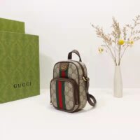 Gucci Unisex Ophidia Mini Bag Beige Ebony GG Supreme Canvas Double G (3)