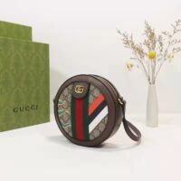 Gucci Unisex Round Shoulder Bag Double G Beige Ebony GG Supreme Canvas (5)