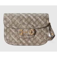 Gucci Unisex The Hacker Project Small Horsebit 1955 Bag Beige GG Supreme Canvas