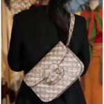 Gucci Unisex The Hacker Project Small Horsebit 1955 Bag Beige GG Supreme Canvas - Bild 12