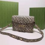 Gucci Unisex The Hacker Project Small Horsebit 1955 Bag Beige GG Supreme Canvas - Bild 5