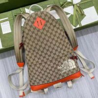 Gucci Unisex The North Face x Gucci Backpack Beige Original GG Canvas Orange Leather (2)