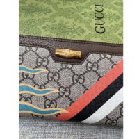 Gucci Unisex GG Diana Zip Around Wallet Beige Ebony GG Supreme Canvas