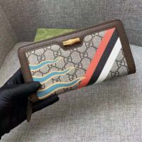 Gucci Unisex GG Diana Zip Around Wallet Beige Ebony GG Supreme Canvas