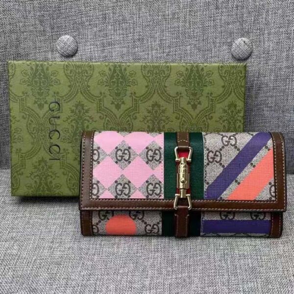 Gucci Women GG Jackie 1961 Chain Wallet Beige Ebony GG Supreme Canvas (4)