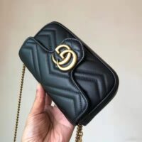 Gucci Women GG Marmont Matelassé Leather Super Mini Bag Black Double G (1)