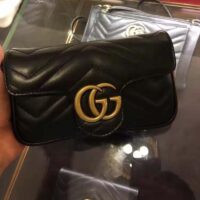 Gucci Women GG Marmont Matelassé Leather Super Mini Bag Black Double G (1)