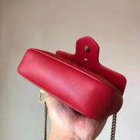 Gucci Women GG Marmont Matelassé Leather Super Mini Bag Red Double G